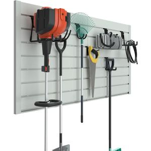 RELIANCER PVC Slat Wall Panels,4ft by 2ft (8 sqft) Garage Wall Organizer Storage System,Interlocking Slatwall Paneling Sheets,Workshop Slatwall Shelves Tools Organization,Wall Mounted Storage Rack