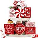 Mifoci 14 Pcs Christmas Tiered Tray Decor Rustic Christmas Decorations Snowman Santa Candy Wood Sign Xmas Table Tiered Tray Winter Farmhouse Rustic Table Decor for New Year Home Shelf Tabletop