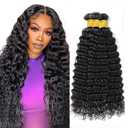 Deep Wave Bundles 30 32 34 Inch #1B Deep Wave Bundles Human Hair Natural Black Bundle Unprocessed Virgin Hair Extensions 150g