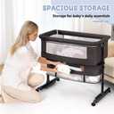 Baby Bassinet, 3 in 1 Bedside Bassinets for Baby, Bassinet Bedside Sleeper with Wheels, Adjustable Height with Rocking Mode, Breathable Mesh, Storage Basket, Easy Assemble & Folding Dark Gray
