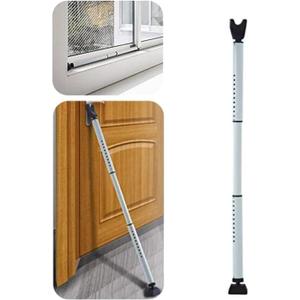 2-in-1 Door Security Bar & Sliding Patio Door Stopper Security Jammer Bar Child Proof Adjustable Constructed of High Grade Iron Window Doors Security Bars, White