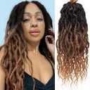 Faux Locs Crochet Hair 18Inch Crochet Locs With Curly Ends, 6Packs Soft Locs Boho Faux Crochet Locs Synthetic Crochet Braids Hair Extensions (T30, 18'')