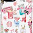 for iPhone 14 Case, Coastal Romance Collage Pattern with Pink Motifs, Military-Grade Drop Protection, Trendy Glamorous Soft Slim TPU Protective & Camera Protection for Women Girls