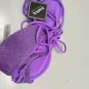 ZAFUL Two Piece Swimsuit for Women Glitter String Bikini Sets Cheeky Side Tie Thong Metallic Shiny 2 Piece Bathing Suit Purple L