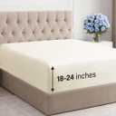 Extra Deep Cal King Fitted Sheet - Hotel Luxury Single Fitted Sheet Only - Easily Fits 18 inch to 24 inch Mattress - Ultra Soft, Wrinkle Free with Extra Deep Pockets - Breathable & Comfy - Off White