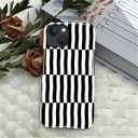 for iPhone 15 Plus Case,HL2 Plaid Stripes Black White Hybrid 2 Layer Hard Shell Silicone Protective Pattern Design Case