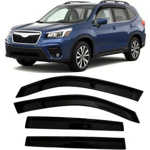 2019-2024 Tape-On Side Window Visor Deflectors for Subaru Forester Rain Guards SK Premium Sport Limited Touring Smoke Tinted Protectors 2020 2021 2022 2023