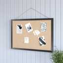 HBCY Creations Wall Mount Black Linen Board - 20" W x 30" H - 6 Wooden Push Pins - Solid Pine Wood Frame - for Kitchen, Classrooms, Restaurant Menus and More!