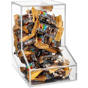 Acrylic Candy Dispenser Bin with 2 Lids for Bulk Candy, Bubble Gum, Lollipops, Chocolate, Cereal - Countertop Home Snack Dispenser