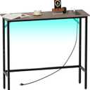 Narrow Console Table with Led Light and Charging Station29.5" Small Entryway TableDisplay TableEntryway Hallway Thin Sofa Table Behind Sofa, Small Spaces, Living Room, Gray (Grey)