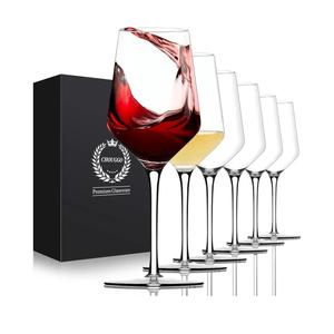 Chouggo Wine Glasses Set of 6, Hand Blown Crystal Red Wine or White Wine Glass 15Oz, Hand Crafted by Artisans Gifts for Women, Men, Wedding, Anniversary, Christmas, Birthday 