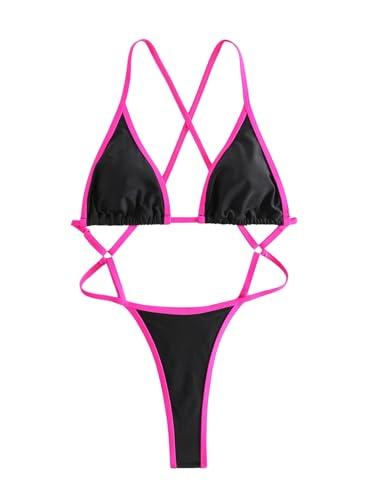 SweatyRocks Women's One Piece Swimsuit Sexy Crisscross Low Rise Cut Out Backless Bathing Swimwear (Black, Medium)