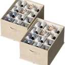 FHSQX 2 Pack Shoe Organizer for Closet,Foldable Shoe Organizer,Fits up to 24 Pairs,Storage Containers With Bottom Support for Shoes 32" x 42" x 24"