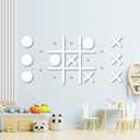 Magnetic Tic Tac Toe Wall-Mount Game,Game Room Decor,Hallway Decor,Playroom Decor,Modern Wall Decals for Kids Room,Classroom&Offices,Best Gift for Family, Friends (White)