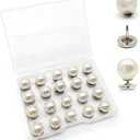 4 x 20PCS 10mm No Sew Pearl Buttons for Clothes,White Pearl Brooch Button Pins for Women,Removable Decorative Buttons for Blouses, Dresses & Sweaters,DIY Fashion Accessories