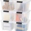 IRIS USA 19 QT Plastic Storage Box with Lid and Latches - 6 Pack - BPA-Free, See-Through Organizing Solution, Durable Nestable Stackable Containers, Secure Pull Handle - Clear