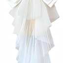 Short Mesh Bow Waist Decoration, Elegant Layered Tulle Sash Belt for Dresses, Party, Wedding, and Performance Outfits(White)