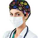 Working cap with button and sweatband adjustable surgical cap for men women