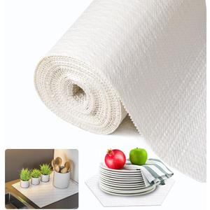 Beautysaid Shelf and Drawer Liner for Kitchen Cabinet, Non Adhesive Non Slip Shelf Paper Waterproof Washable Thickened for Dresser Pantry Shelve Bathroom Protector Liner(White,18 in x 30 FT)