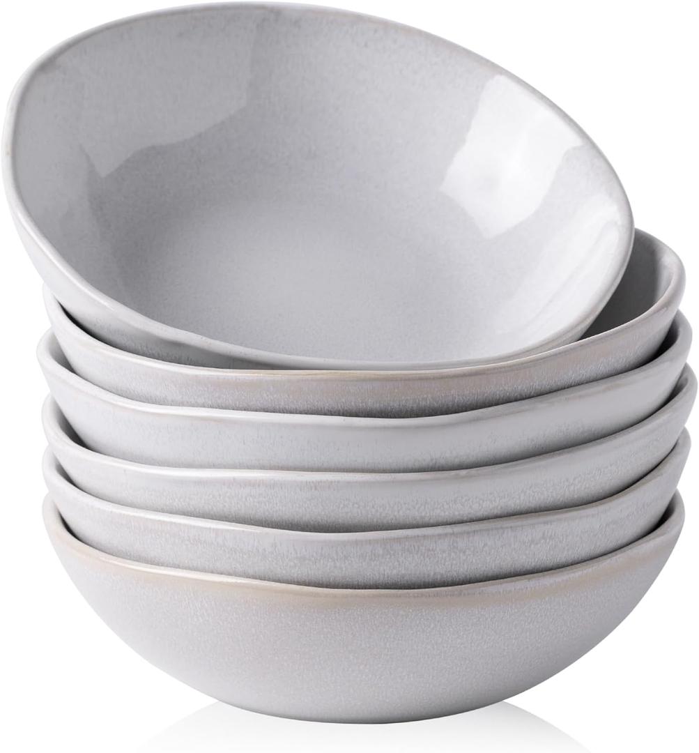 AmorArc Ceramic Cereal Bowls Set of 6, 24 oz Handmade Stoneware Bowls Set for Cereal Soup Salad, Stylish Kitchen bowls for Meal, Dishwasher & Microwave Safe, Reactive Color