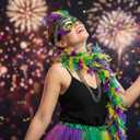 5PCS Festival Costumes Accessories for Women, Faux Feather Headband, Beads Necklaces Feather Boa, Applicable to Party Cosplay