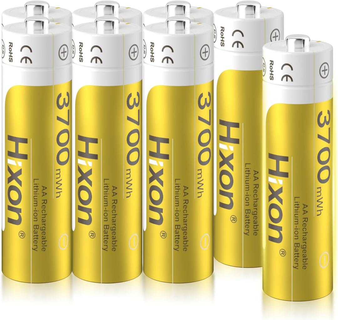 Hixon AA Rechargeable Batteries 8 Count,Lithium 1.5V 3700mWh,Double A Rechargeable Battery, 2000+ Cycles Recargables AA,Constant Output for Blink Xbox Long Lasting(No Charger)