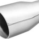 Double Wall Exhaust tip - 2.5" ID x 3.5" OD x 7"L - Weld On Muffler Tail Pipe Stainless Steel to give Chrome Effect