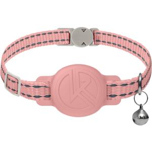 Tile Sticker Holder Cat Tracking Collar (2024) - Breakaway, Reflective Kitten Collar with Bell and Holding Case for Tile by Life360 (Pink)