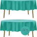 Fokitut 2 Pack Waterproof Round Tablecloth, 70 Inch, Stain Resistant and Wrinkle Polyester Table Cloth, Fabric Table Cover for Kitchen Dining, Wedding, Party, Holiday Dinner-Turquoise