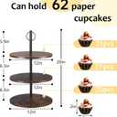 Wenqik 2 Pack 3 Tier Wooden Cupcake Stand 12/12/12 Inch for 63 Cupcakes Large Dessert Table Display Tower Set Cake Stand Tiered Tray Holder for Wedding Birthday Party Supplies