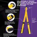 Tricep Rope Cable Attachment Adustable Length (24-54 Inch) ,Ideal Alternative for 27 36 48 Inch Long Tricep Ropes, Greater Range of Motion,Pull Down Rope Extension Straps Cable Crossover Accessories (Yellow)
