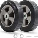 GICOOL 8" x 2" Flat-Free Solid Rubber Tire and Wheel with Ball Bearings and 5/8" Axle Bore Hole, 2" Offset Hub, For Hand Truck Dolly Trolley Garden Wagon Cart Generator Replacement Tire, 2 Pack