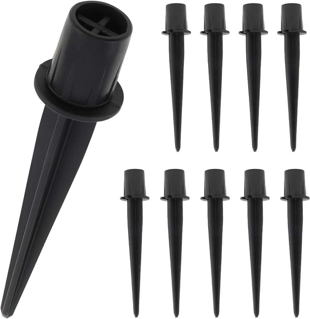 RTNLIT Metal Solar Light Stakes Replacement, Outdoor Ground Spikes for Garden Landscape Yard Pathway Patio Lamp Pole, 0.75 x 5.3 inch (Pack of 10, Black)