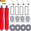 20-Piece Replacement Parts Kit for Roborock QV35A/QV35S, QR798/QR598 Robot Vacuums Includes: 2 Main Brushes 4 Filters 4 mop Pads 4 Side Brushes 4 dust Bags 2 Tools