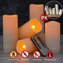Enido Flameless Candles Led Candles Pack of 5 Battery Candles (D2.15'' x H4''5''6'') Waterproof Outdoor Indoor Candles with 10-Key Remotes and Cycling 24 Hours Timer (Plastic)