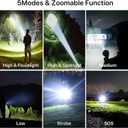 BERCOL Rechargeable Flashlights High Lumens, 90000 Lumens Super Bright LED Flash Light, 5 Modes, IPX5 Waterproof Handheld Flash Light for Home, Emergencies, Camping