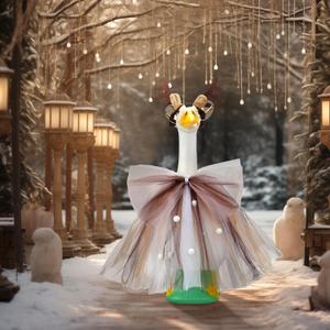 Soulchen 1 Set Christmas Reindeer Porch Goose Outfit 23 Inch Cement Goose Dress Clothes and Headband Costume for Xmas Outdoor Garden Yard Decor