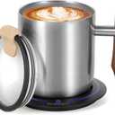 Gifts for Women Men, Heated Coffee Mug Up to 149F, Ideal Gifts for Christmas, Birthday, Mother's Day, Father's Day or Any Occasion (14oz Silver)