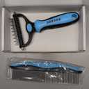 Pet Grooming Combo - Blue Deshedding Brush with Metal Comb for Detangling and Dematting Long, Matted Fur on Cats and Dogs