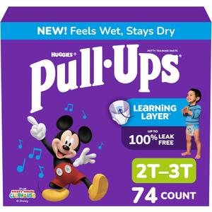 Pull-Ups Boys' Potty Training Pants, Size 2T-3T Training Underwear (16-34 lbs), 74 Count