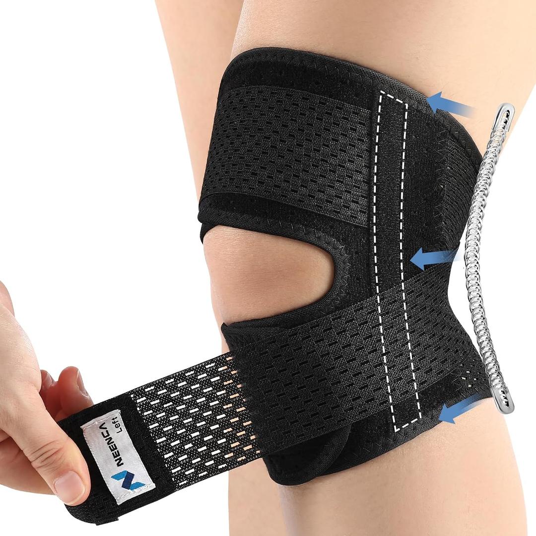 NEENCA Knee Brace for Knee Pain, Compression Knee Support with Air Mesh Fabric, Adjustable Knee Wrap with Side Stabilizers, Ultra-Soft Bandage for Elderly, Meniscus Tear, ACL, Arthritis Relief, Hiking, Medium