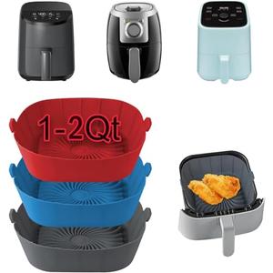 Air Fryer Silicone Liners for Most 1-2 Qt Mini Air Fryer, 2 Pack Square Small Air Fryer Liners Silicone Reusable Airfryer Liners Accessories for COSORI, Ninja, CHEFMAN