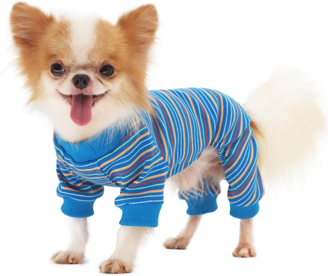 LOPHIPETS Dog Pajama Onesie for Small Chihuahua Yorkie Poodle Clothes Apparel-Blue/M (Medium for 4.5-6.5 lbs)