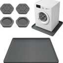 27" X 27" Washer Tray for Floor Protection, Washing Machine Drain Pan Silicone Mat with 4Pcs Anti Vibration Pads for Dryer, Washer, Refrigerator