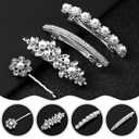 Janinka Rhinestone Hair Accessories for Wedding: Bridal Hair Pins, Crystal Bobby Pins, Silver Hairpin Barrettes, and Elegant Leaf Flower Accents for Women and Girls