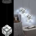 Mini Pendant Lights Crystal Chandeliers for Dining Room Kitchen Island LED Light Fixture Dimmable Handing Light for Hallway (Black)