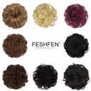 FESHFEN 100% Human Messy Bun - Human Hair Bun Real Elastic Scrunchies Hair Pieces Soft Fluffy Wavy Ponytail Extensions Updo Chignon Hairpieces for Women, Brown