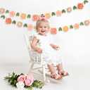 Handmade Felt Flower Garland, Flower Party Decorations, Pre-Strung Spring Garden Decorations for Girls Women Mom, Floral Birthday Party Decor