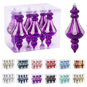 RoseCraft Christmas Ornaments Set, 5.9Inch Plastic Shatterproof Christmas Ball Hanging Ornaments for Xmas Tree Decorations, for Indoor Home Thanksgiving Halloween Party Decor - 6Pcs / Purple.