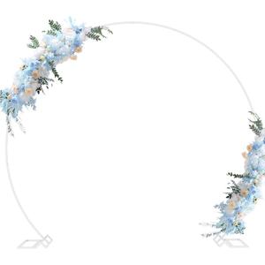 Fomcet 8FT White Round Backdrop Stand Circle Balloon Arch Frame Large Metal Wedding Arch for Anniversary Birthday Party Valentine Ceremony Wedding Decorations Thickened Square Tubes